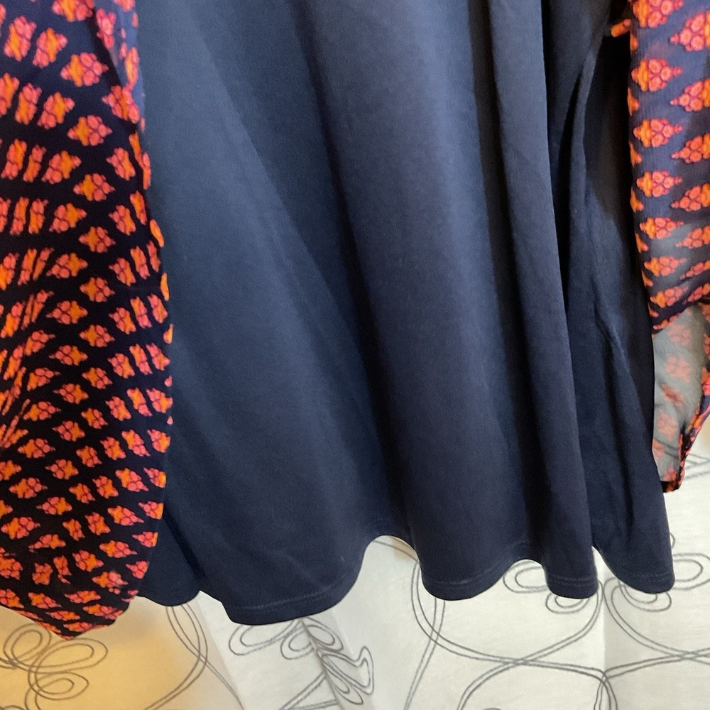 Lane Bryant Floral Print Long Sleeve Blouse Women Size 28 Navy/orange/ Pink - Picture 7 of 9